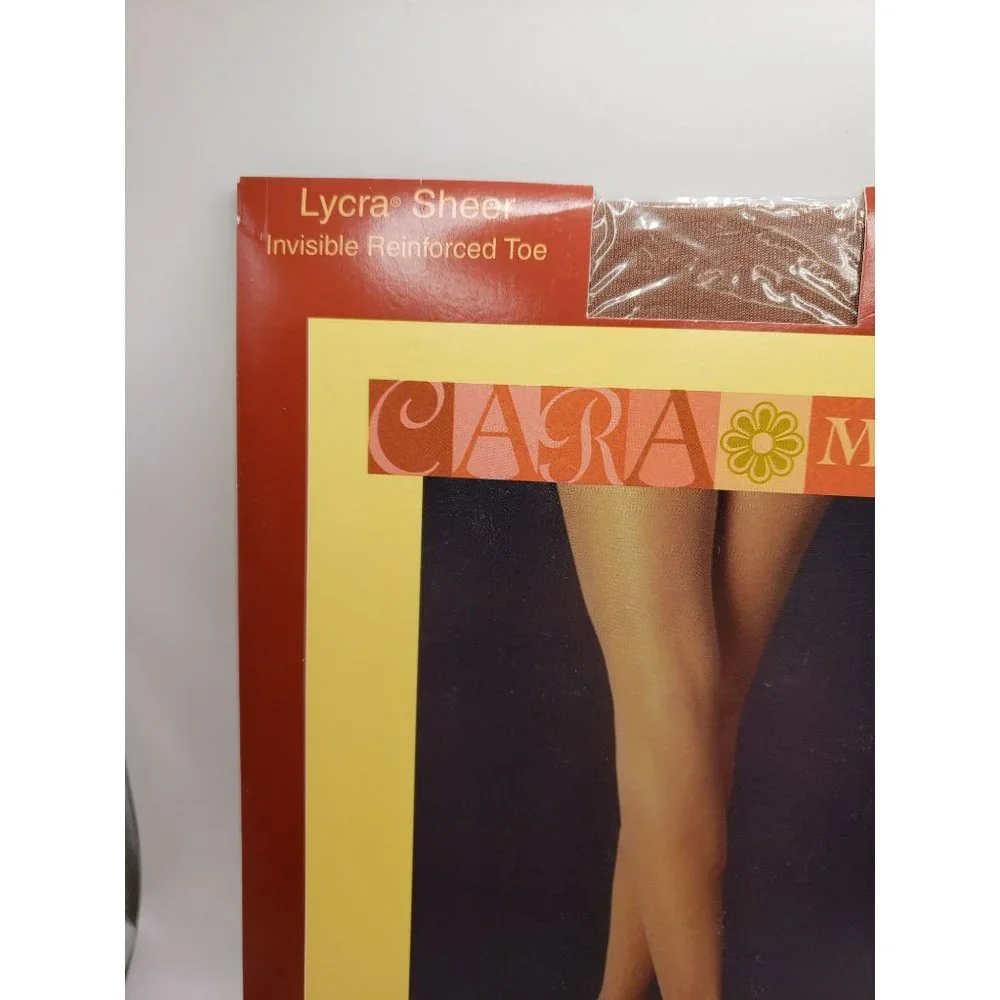 Cara Mia Hosiery Collection Lycra Sheer Reinforced Toe Beige Small Pantyhose Vtg